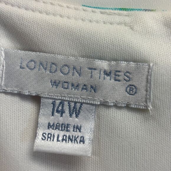 London Times Pleated Drop Waist Dress Women Sz. 14W Artsy Whimsical Abstract NWT - Picture 3 of 10